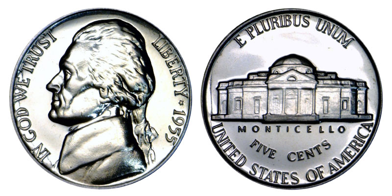 Historical view of the Philadelphia Mint facility in the 1950s era when 1955 Jefferson nickels were struck